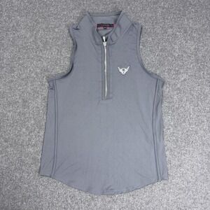 Greyson Golf Vest Mens M Gray Quarter Zip Wolf Logo Performance Pullover